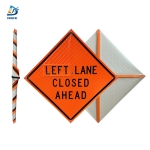 Roll Up Sign & Stand - 36 Inch Reflective Left Lane Closed Ahead Roll Up Traffic Sign